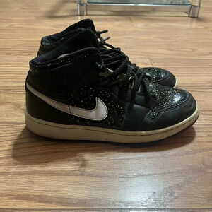 Nike Air Jordan 1 Glitter Black Sneakers 6.5 Y